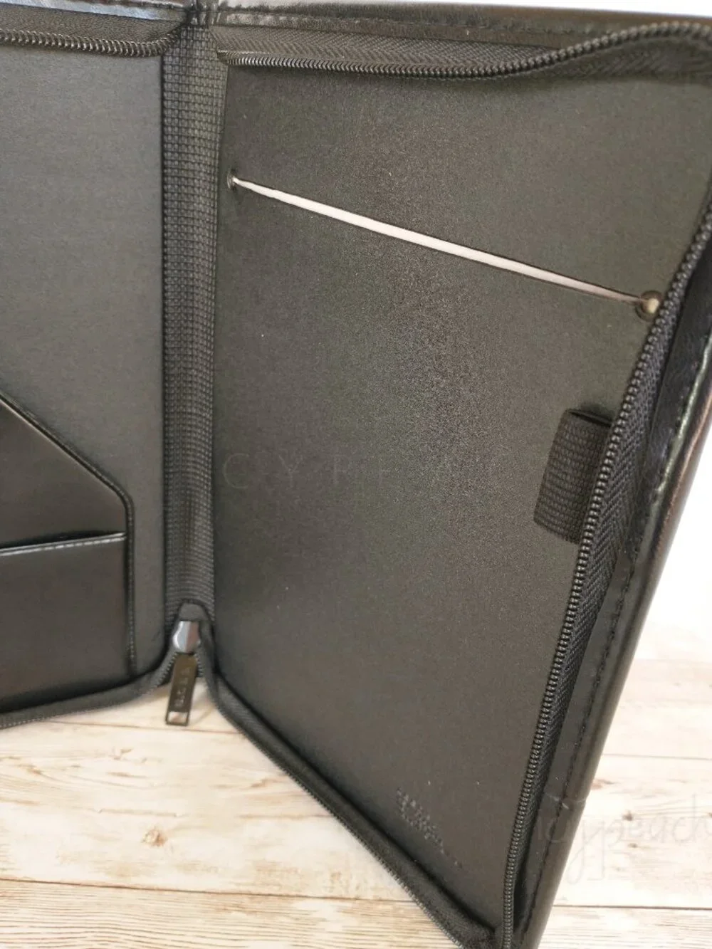 Leeds Jr Zippered Padfolio Black AEGON Branded Notepad Holder Business Portfolio